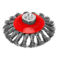 Щетка для УШМ, 100 мм, М14, "тарелка", крученая проволока 0.5 мм Matrix по ценам производителя в Москве с доставкой по всей России