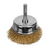Щетка для дрели, 65 мм, "чашка" со шпилькой, латунированная витая проволока Matrix