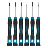 Набор отверток для точной механики, CrMo, двухкомпонентные рукоятки, 6 шт, пластиковый бокс Gross