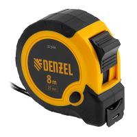 Рулетка 8м х 25мм, двухкомп. корпус, кнопка-пауза Denzel
