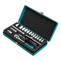 Набор торцевых головок с трещоткой, 1/4", 18 предметов Stels