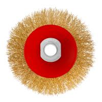 Щетка для УШМ, 100 мм, М14, "тарелка", латунированная витая проволока Matrix по ценам производителя в Москве с доставкой по всей России