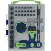 Отвертка Т-образная и трещотка, реверсивные с набором бит, торцевых головок, 34 предмета, CrV Сибртех по ценам производителя в Москве с доставкой по всей России