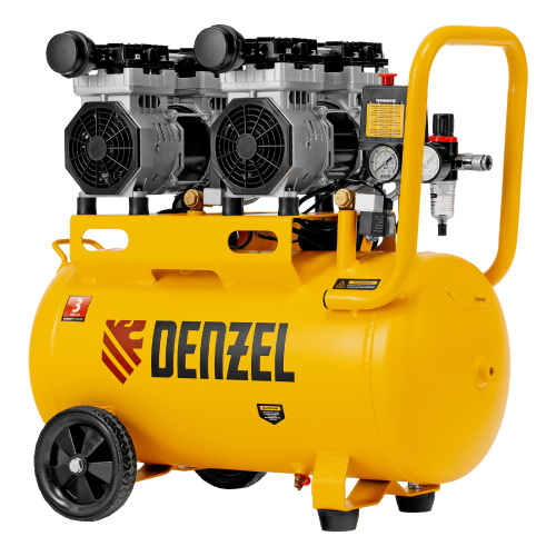 Компрессор безмасляный, малошумный DLS 1500/50, 1500 ВТ, 2x750, 50 л, 260 л/мин Denzel по ценам производителя в Москве с доставкой по всей России