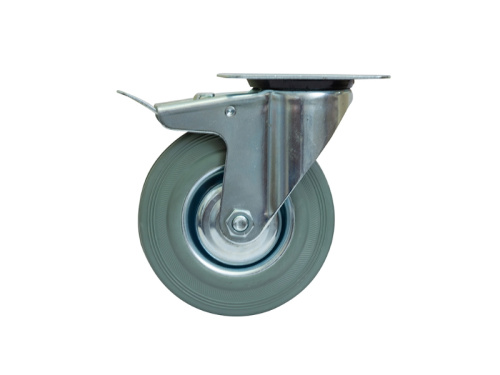 Колесо поворотное серая резина SCB 63 f 160 мм с тормозом по ценам производителя в Москве с доставкой по всей России