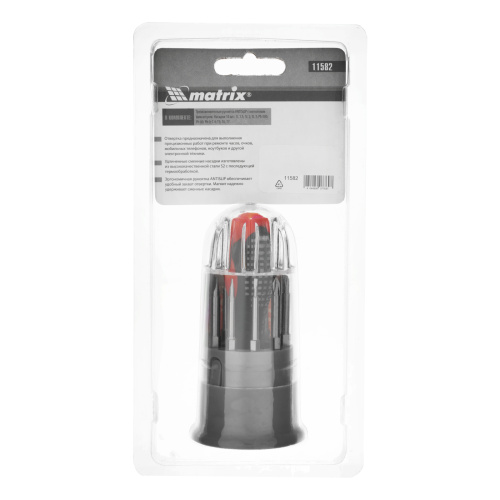Отвертка для точных работ Fusion с насадками, 11 предметов, в пластиковом пенале, трехкомпонентная рукоятка Matrix по ценам производителя в Москве с доставкой по всей России