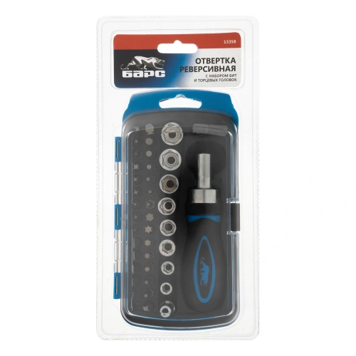 Отвертка реверсивная с набором бит и торцевыми головками, 41 шт Барс по ценам производителя в Москве с доставкой по всей России