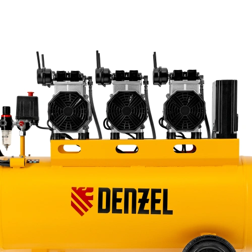 Компрессор безмасляный, малошумный DLS 3300/100, 3300 Вт,3x1100, 100 л, 570 л/мин ,блок управления Denzel по ценам производителя в Москве с доставкой по всей России