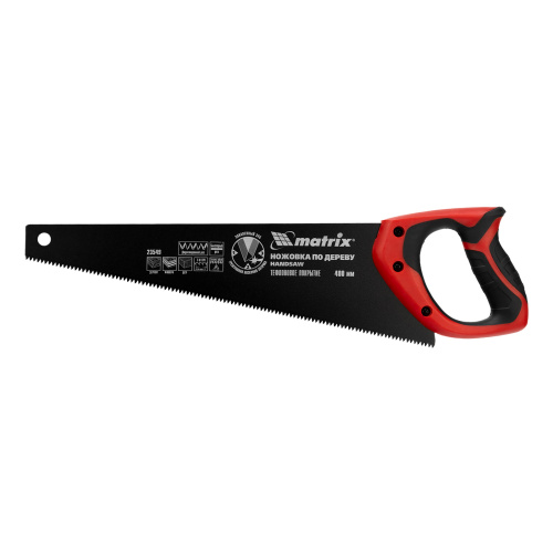 Ножовка по дереву, 400 мм, 7-8 TPI, зуб-3D, каленый зуб, тефлоновое покрытие полотна, двухкомпонентная рукоятка Matrix по ценам производителя в Москве с доставкой по всей России