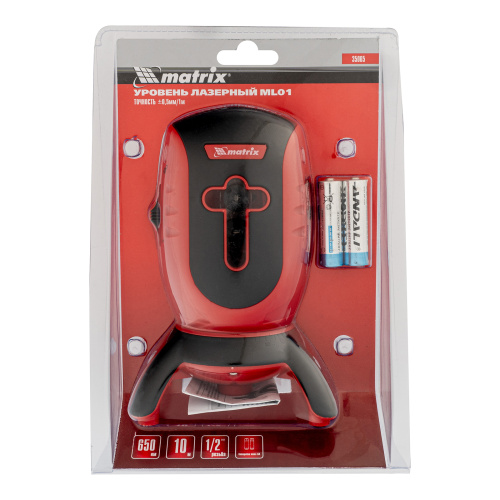 Лазерный уровень ML01T, дальность 10 м, точность ± 0,5 мм, / 1 м, длина волны 650 нм, проекция 1 вертикальная 1 горизонтальная плоскость, резьба под штатив 5/8" Matrix по ценам производителя в Москве с доставкой по всей России