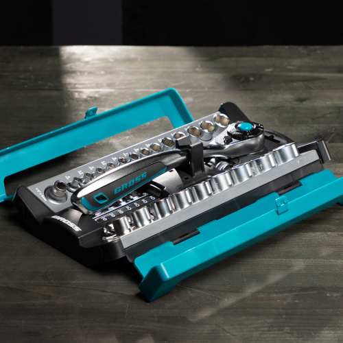 Набор торцевых головок, трещотка 120 зубьев, 1/2", 1/4", CrV, 41 предмет Gross по ценам производителя в Москве с доставкой по всей России