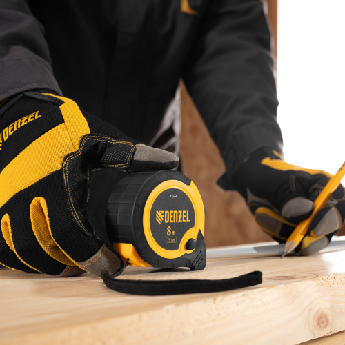 Рулетка 8м х 25мм, двухкомп. корпус, кнопка-пауза Denzel по ценам производителя в Москве с доставкой по всей России