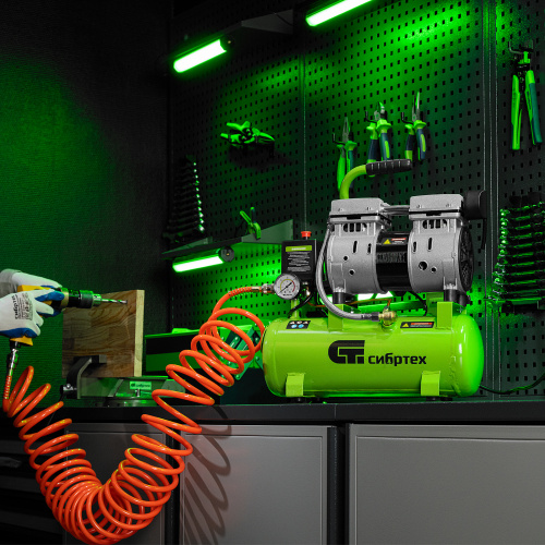 Компрессор безмаслянный малошумный МБ 750/10,750 Вт, 10 л, 150 л/мин Сибртех по ценам производителя в Москве с доставкой по всей России