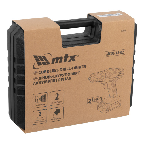 Дрель-шуруповерт аккумуляторная MCDL-18-02, Li-Ion, 18 В, 2 акк. MTX по ценам производителя в Москве с доставкой по всей России