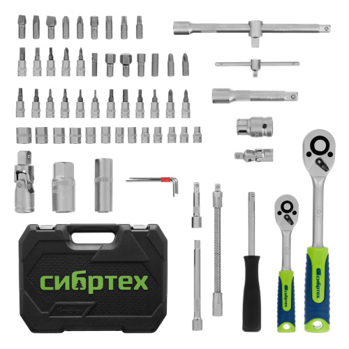 Набор инструментов, 1/2", 1/4", пластиковый кейс, 94 предмета// Сибртех по ценам производителя в Москве с доставкой по всей России