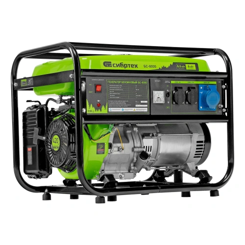 Генератор бензиновый БС-8000, 6,6 кВт, 230В, четырехтактный, 25 л, ручной стартер Сибртех по ценам производителя в Москве с доставкой по всей России