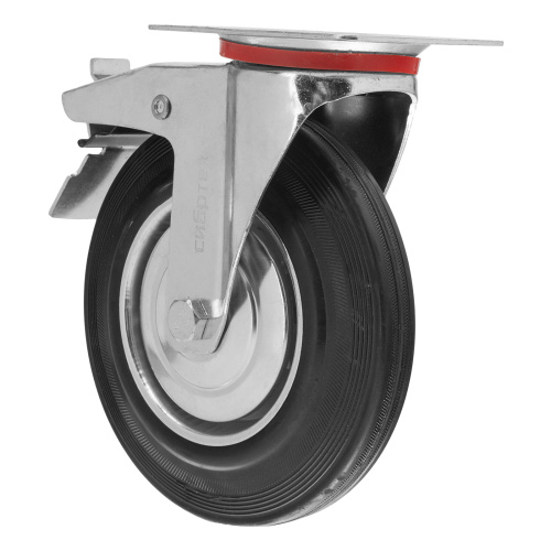 Колесо поворотное с тормозом D 125 мм, крепление  платформенное Сибртех по ценам производителя в Москве с доставкой по всей России