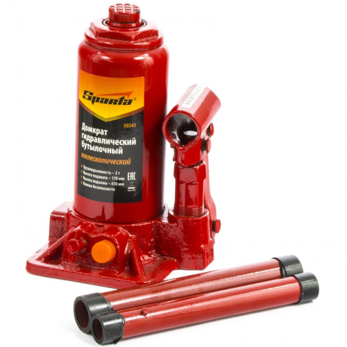 Домкрат гидравлический бутылочный телескопический, 2 т, h подъема 170-410 мм Sparta по ценам производителя в Москве с доставкой по всей России