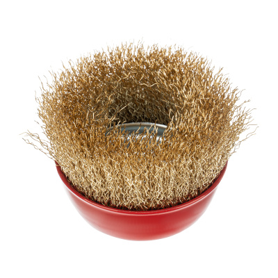 Щетка для УШМ, 75 мм, М14, "чашка", латунированная витая проволока Matrix по ценам производителя в Москве с доставкой по всей России