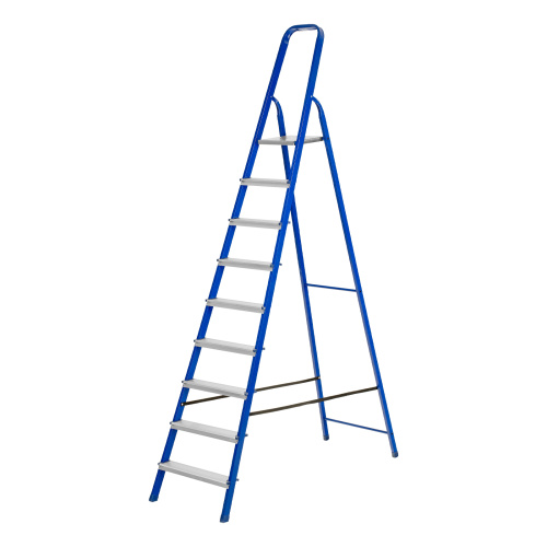 Стремянка, 9 ступеней, стальной профиль, алюминиевые ступени Сибртех по ценам производителя в Москве с доставкой по всей России