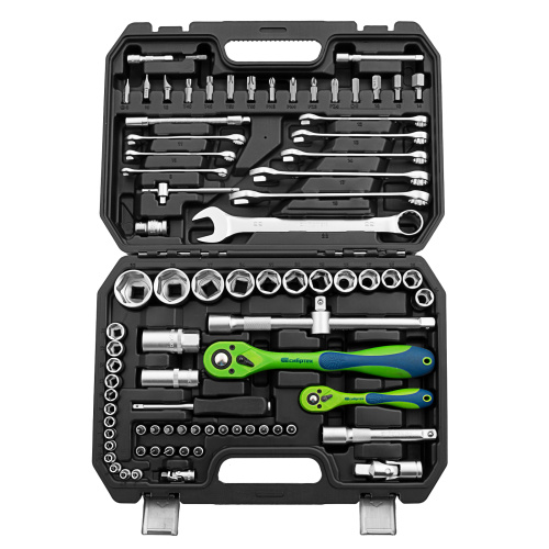 Набор инструментов 82 предмета, CrV, 1/2", 1/4" Сибртех по ценам производителя в Москве с доставкой по всей России