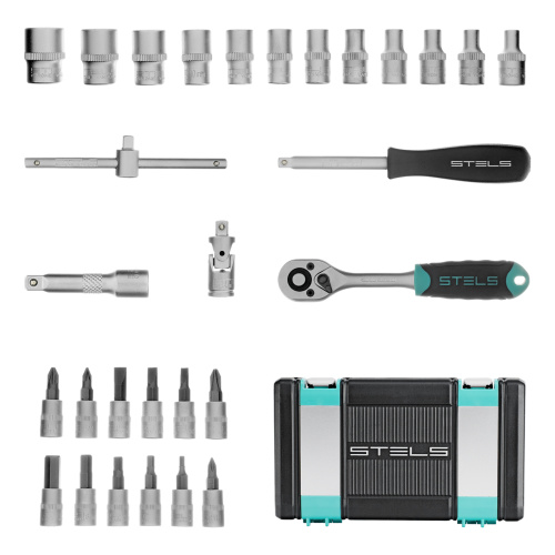 Набор инструментов, 1/4", CrV, пластиковый кейс 29 предметов Stels по ценам производителя в Москве с доставкой по всей России