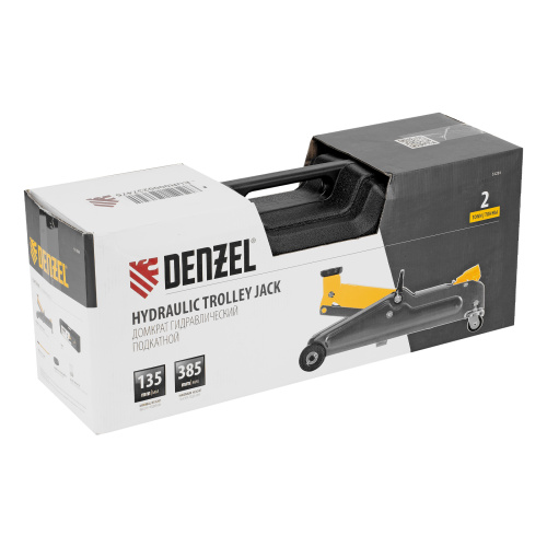 Домкрат гидравлический подкатной, 2 т, 135-385 мм, в пласт. кейсе Denzel по ценам производителя в Москве с доставкой по всей России