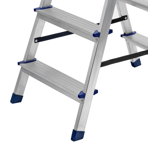 Стремянка двусторонняя 4 ступени, алюминиевая, Сибртех по ценам производителя в Москве с доставкой по всей России