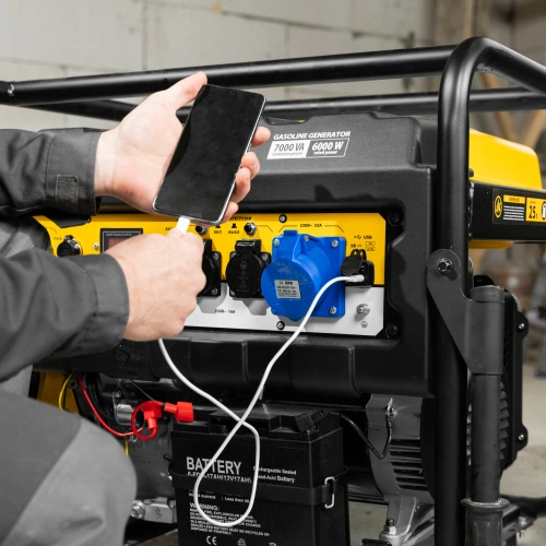 Генератор бензиновый PS 70 EA, 7.0 кВт, 230 В, 25 л, коннектор автоматики, электростартер Denzel по ценам производителя в Москве с доставкой по всей России