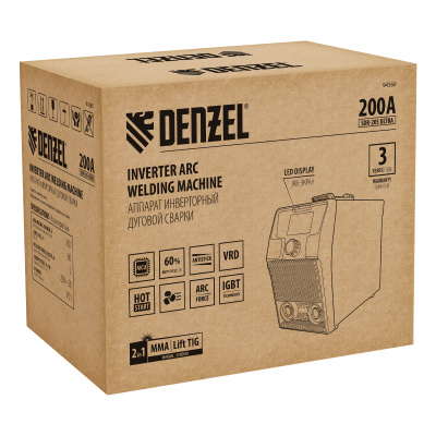 Аппарат инвертор. дуговой сварки SDR-205 Ultra, 200 А, ПВ 60% Denzel по ценам производителя в Москве с доставкой по всей России