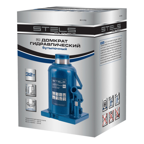 Домкрат гидравлический бутылочный, 32 т, h подъема 260-420 мм Stels по ценам производителя в Москве с доставкой по всей России