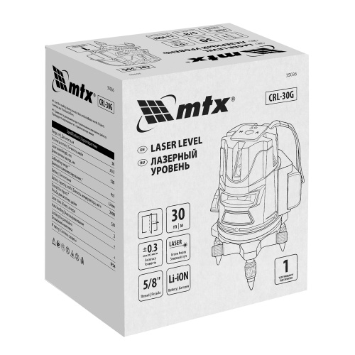 Лазерный уровень CRL-30G, 30 м, зеленый луч, акк. Li 2400 mah, резьба 5/8" MTX по ценам производителя в Москве с доставкой по всей России