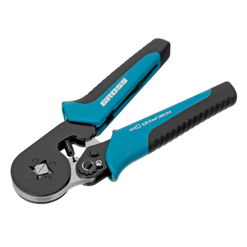 Клещи (пресс-клещи) для обжима наконечников электропроводов с сечением 0.25-8 мм2 Gross по ценам производителя в Москве с доставкой по всей России