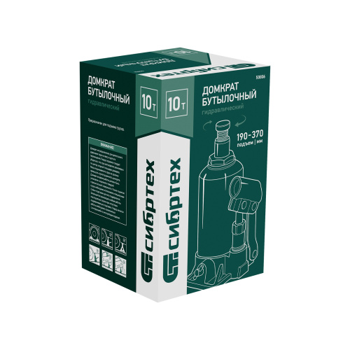 Домкрат гидравлический бутылочный, 10 т, 190-370 мм Сибртех по ценам производителя в Москве с доставкой по всей России