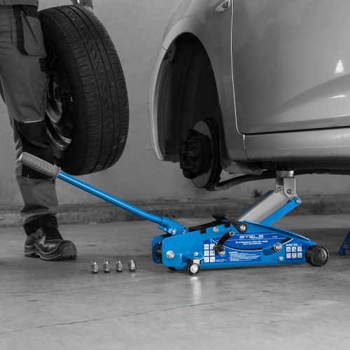 Домкрат гидравлический подкатной 2.5 т, с фиксатором, Safety Pin, 140-385 мм Stels по ценам производителя в Москве с доставкой по всей России