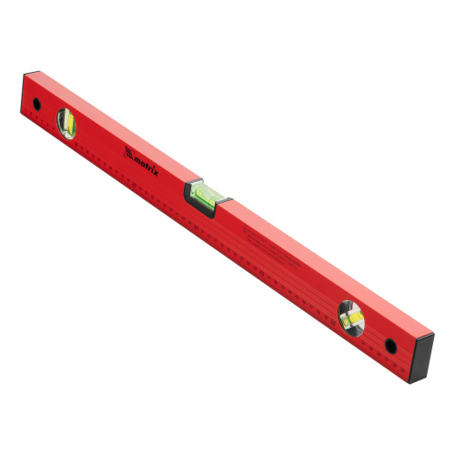 Уровень алюминиевый, 600 мм, 3 глазка, красный, линейка Matrix по ценам производителя в Москве с доставкой по всей России