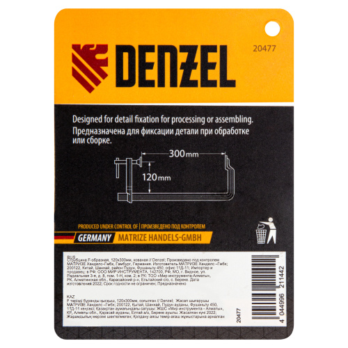 Струбцина F-образная, 120x300мм, кованая Denzel по ценам производителя в Москве с доставкой по всей России