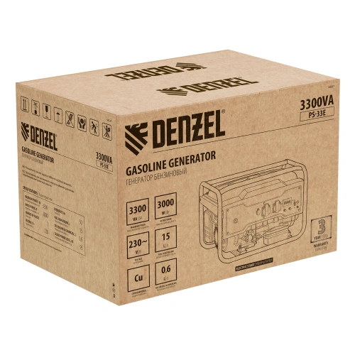 Генератор бензиновый PS-33E, 3.3 кВт, 230В, 15 л, электростартер Denzel по ценам производителя в Москве с доставкой по всей России