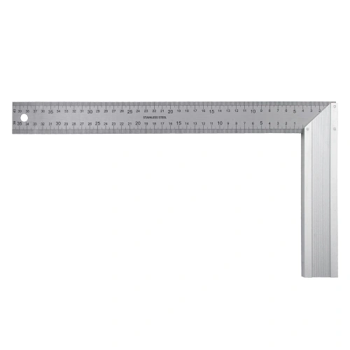 Угольник стальной 400 мм, нержавеющая сталь, градуировка, алюминиевое основание Denzel по ценам производителя в Москве с доставкой по всей России