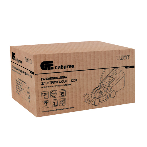 Газонокосилка электрическая L1200, 1200 Вт, ширина 32 см, 3 уровня, пластиковый травосборник 30 л. Сибртех по ценам производителя в Москве с доставкой по всей России