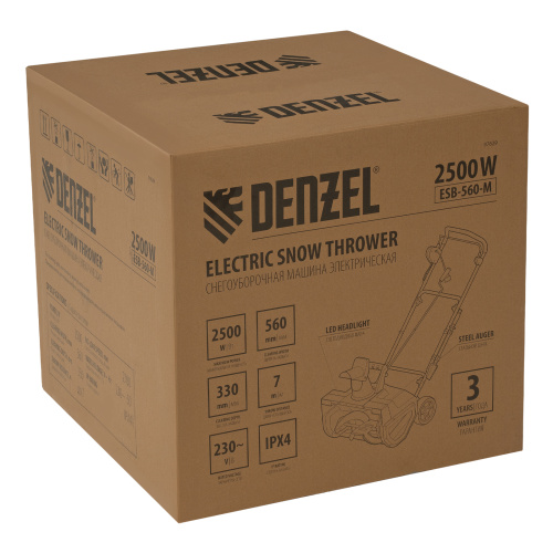 Электрическая снегоуборочная машина ESB-560-M, 2,5 кВт, металлический шнек, LED фара Denzel по ценам производителя в Москве с доставкой по всей России