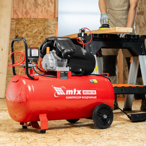 Компрессор воздушный КК-2200/100, 2,2 кВт, 350 л/мин, 100 л, прямой привод, масляный MTX по ценам производителя в Москве с доставкой по всей России