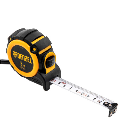 Рулетка 5м х 19мм, автоматич. фиксац., нейлон. покрытие, магнит. зацеп, двухстор. разметка Denzel по ценам производителя в Москве с доставкой по всей России