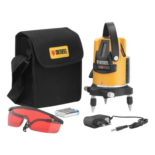 Лазерный уровень LX3, 10 м, ± 0,3 мм/1 м, 635 нм, 4 вертикальных, 1 горизонтальная плоскости, резьба 5/8" Denzel по ценам производителя в Москве с доставкой по всей России