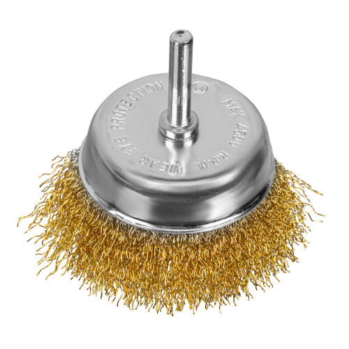 Щетка для дрели, 75 мм, "чашка" со шпилькой, латунированная витая проволока Matrix по ценам производителя в Москве с доставкой по всей России