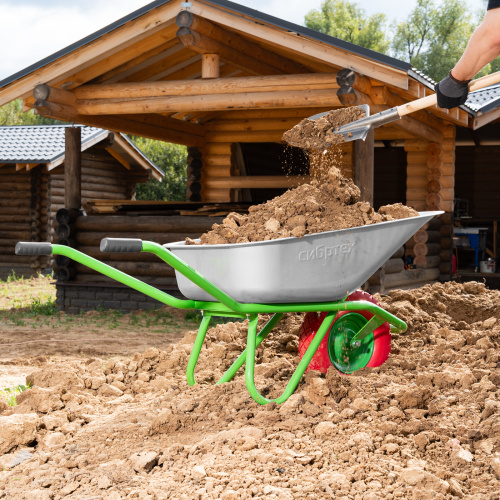 Тачка садово-строительная с PU колесом, грузоподъемность 180 кг, объем 90 л Сибртех по ценам производителя в Москве с доставкой по всей России