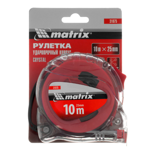Рулетка Crystal,10 м х 25 мм,корпус из поликарбоната Matrix по ценам производителя в Москве с доставкой по всей России