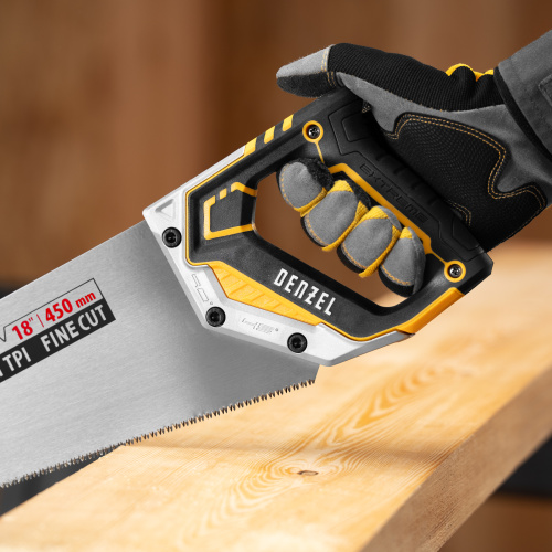 Ножовка по дереву, 450 мм, 11 TPI, зуб 3D, металлопластиковая рукоятка Denzel по ценам производителя в Москве с доставкой по всей России