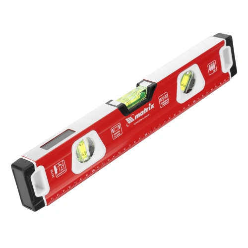 Уровень алюминиевый, магнит, фрезерованный, 3 глазка (1 зеркальный) 400 мм Matrix по ценам производителя в Москве с доставкой по всей России