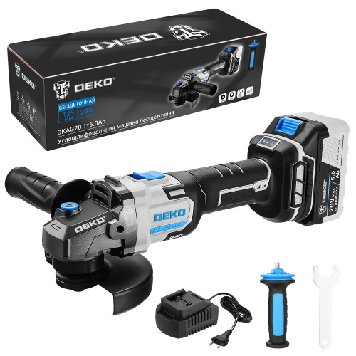 Углошлифовальная машина бесщеточная DEKO DKAG20, 20В, 1*5.0Ач по ценам производителя в Москве с доставкой по всей России